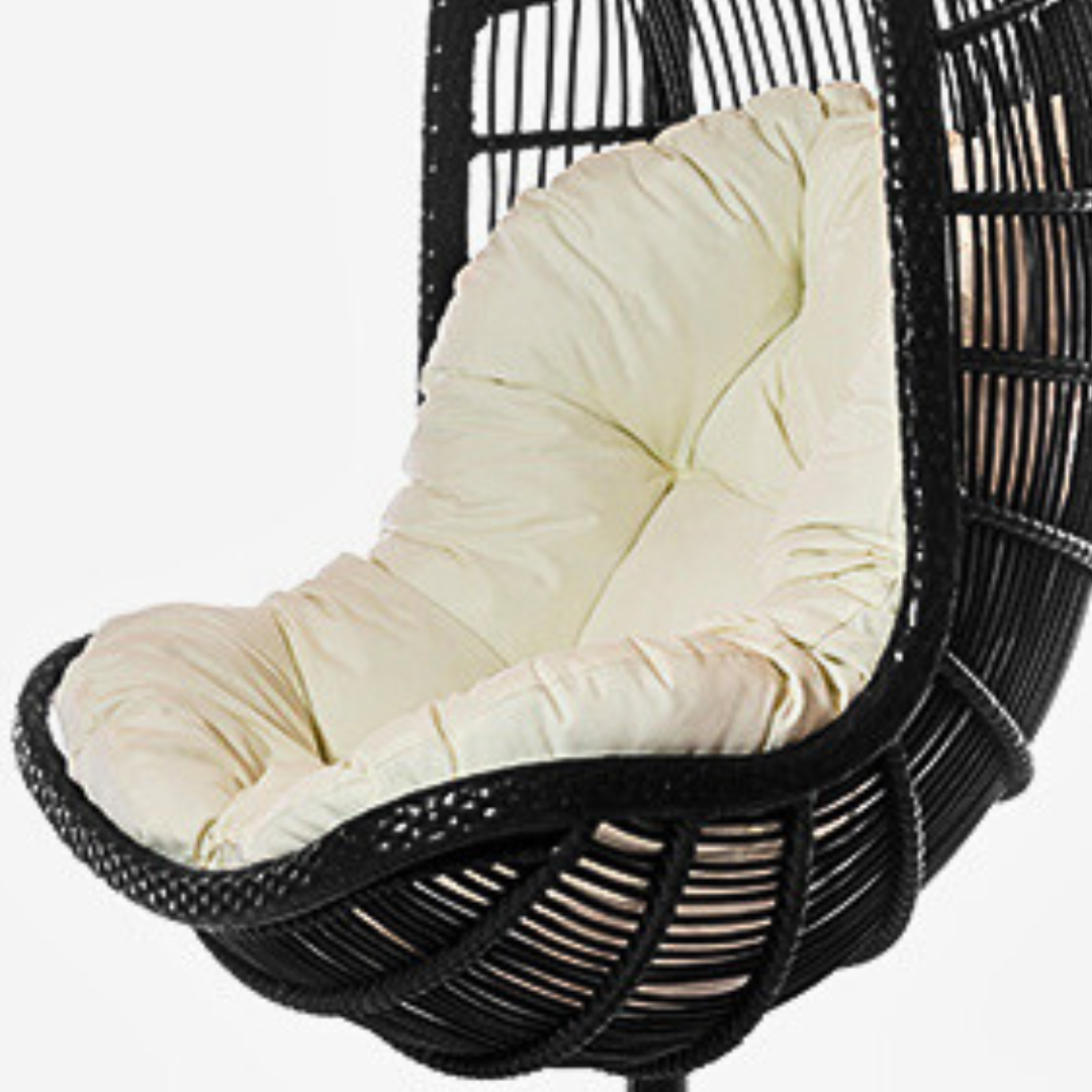 Vysoce kvalitní závěsné křeslo se stojanem PARMA Terico — houpací křeslo s ergonomií klasického křesla. Černé